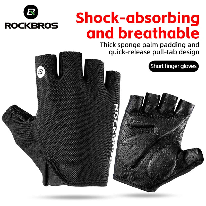 ROCKBROS Bike Gloves Half Finger Summer Breathable Anti-slip SBR Pad