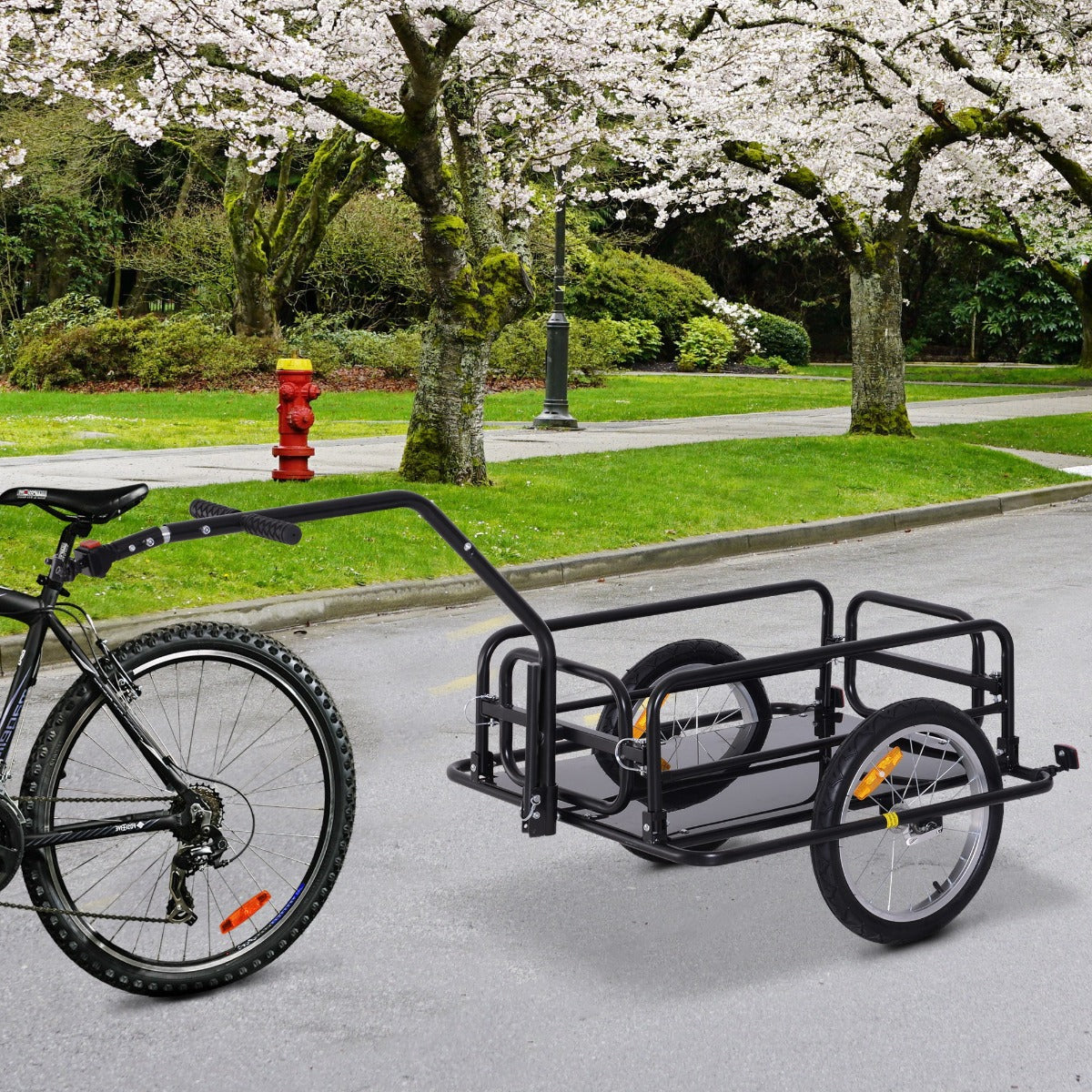 Folding Bicycle Cargo Trailer Utility Bike Cart Carrier Garden
