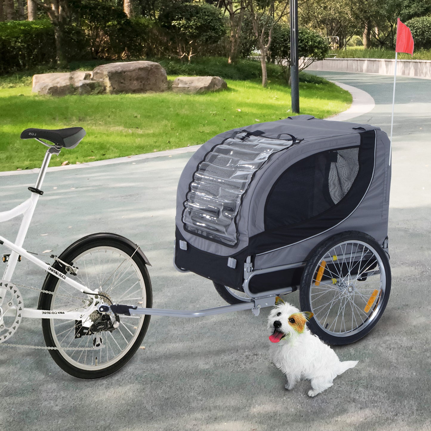 Foldable Pet Bike Trailer for Dogs & Cats – Gray