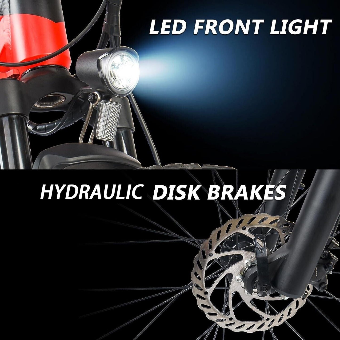 ⚡ Siroock™ Red 500W eMTB – 27.5" Electric Mountain Bike (48V, 7-Speed)