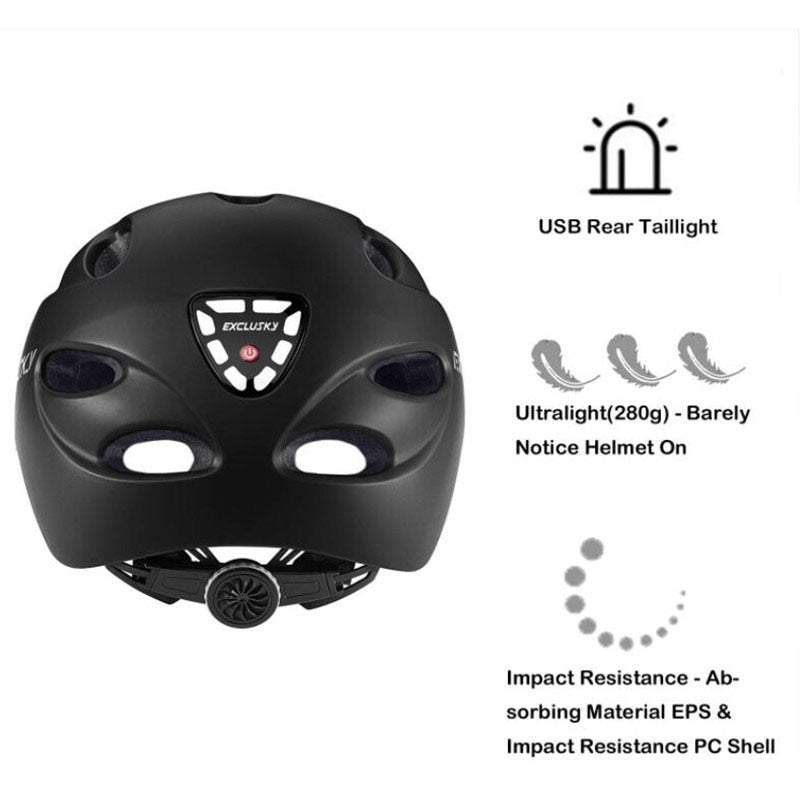 Battery-Powered Bike Helmet Featuring Rear Illumination