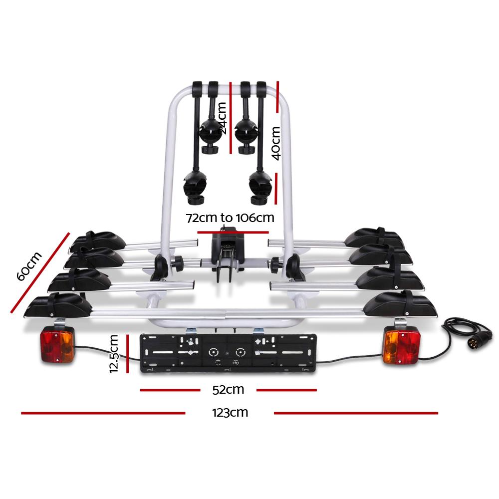 Giantz 4 Bicycle Bike Carrier Rack Car Towbar Hitch Ball Mount Tail