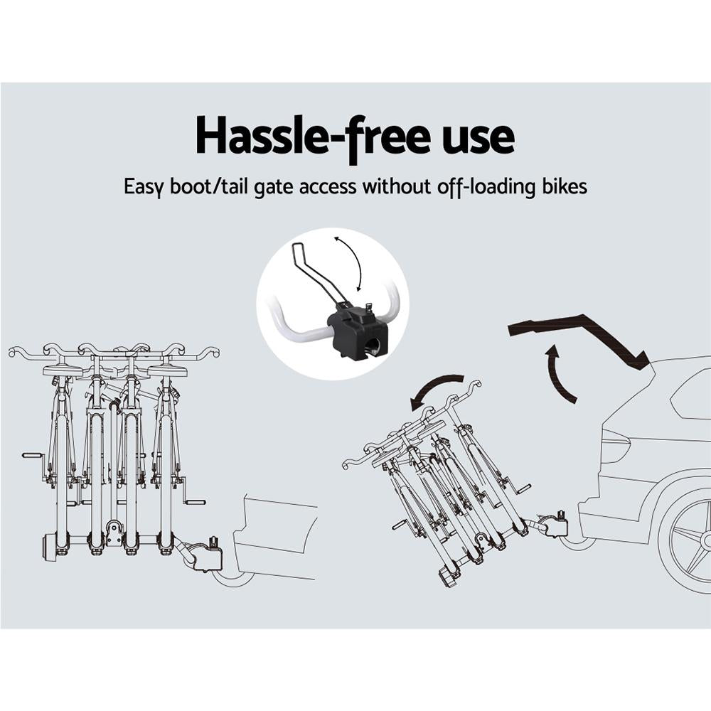 Giantz 4 Bicycle Bike Carrier Rack Car Towbar Hitch Ball Mount Tail