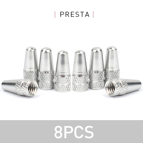 4/8PCS Aluminum Alloy Presta Valve Caps – MTB & Road Bike Tire Dust Covers