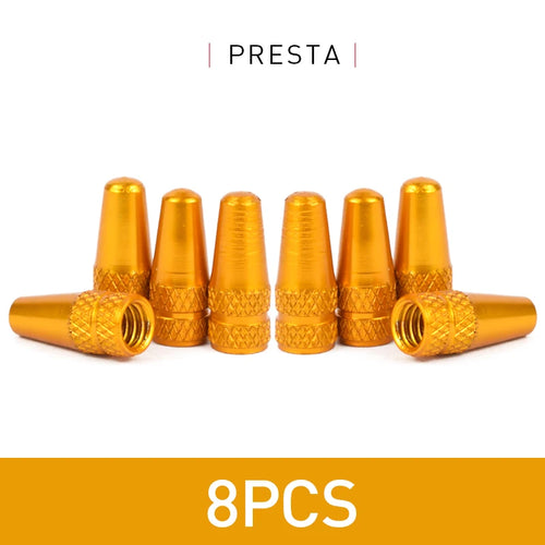 4/8PCS Aluminum Alloy Presta Valve Caps – MTB & Road Bike Tire Dust Covers