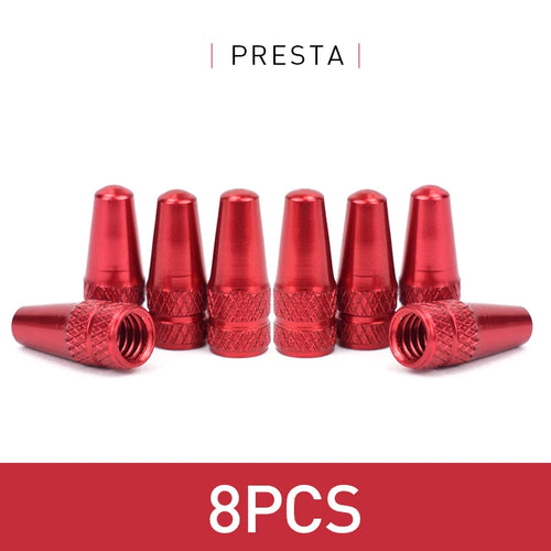 4/8PCS Aluminum Alloy Presta Valve Caps – MTB & Road Bike Tire Dust Covers
