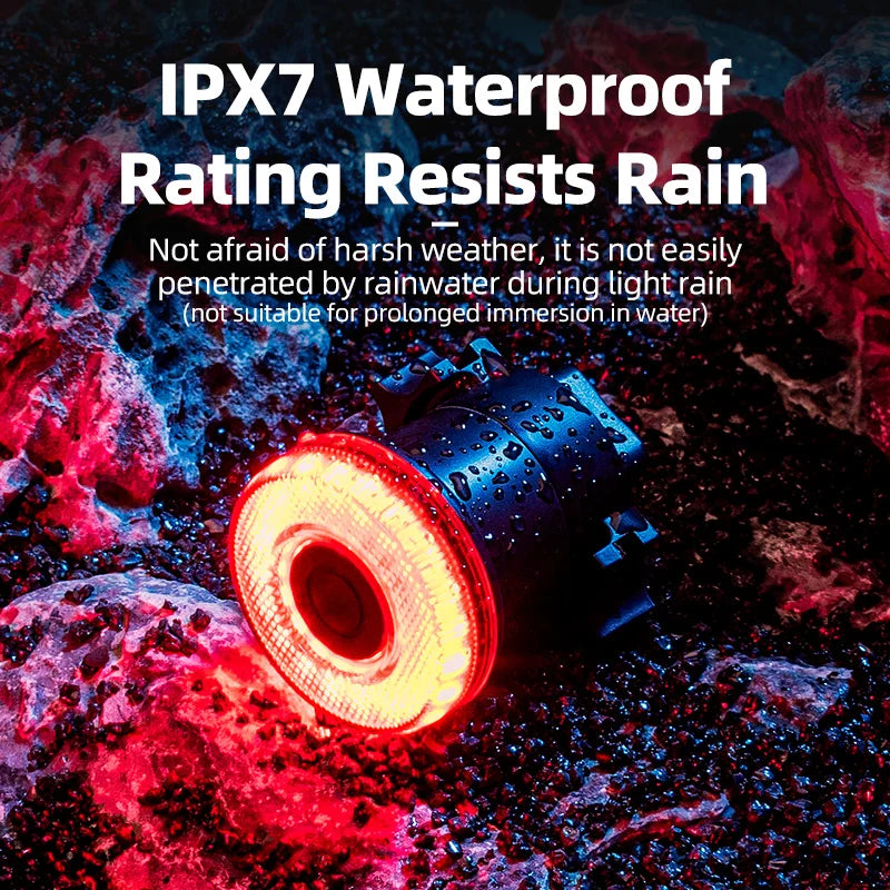 ROCKBROS Smart Bike Tail Light – USB Rechargeable IPX6 Waterproof Bicycle Rear Light