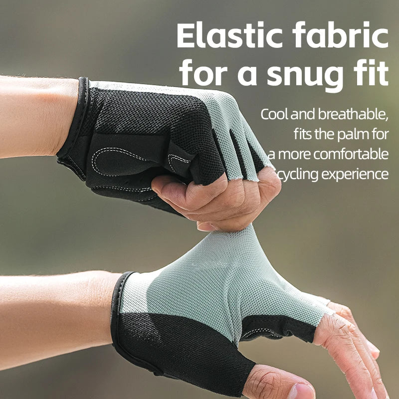 ROCKBROS Bike Gloves Half Finger Summer Breathable Anti-slip SBR Pad