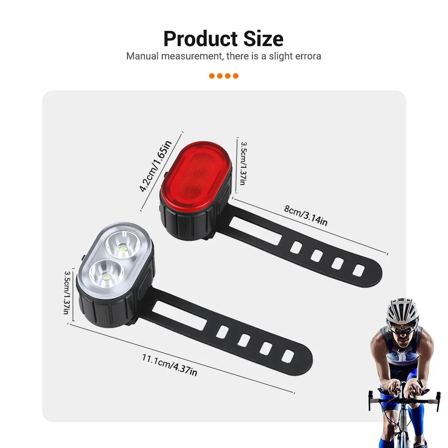 Front & Rear Rechargeable Bike Lights – USB LED Bicycle Cycling Flashlight Set