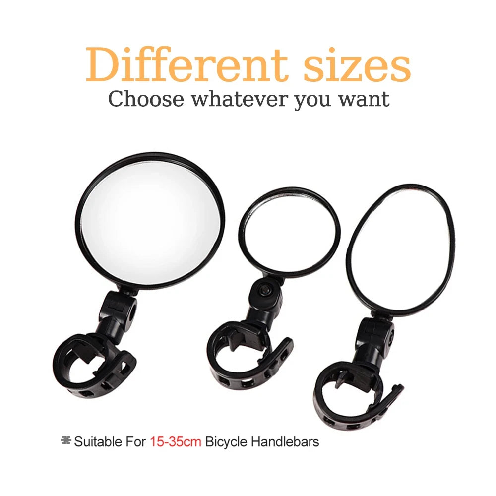 2PCS Universal Bicycle Rearview Mirrors – 360° Adjustable & Rotatable