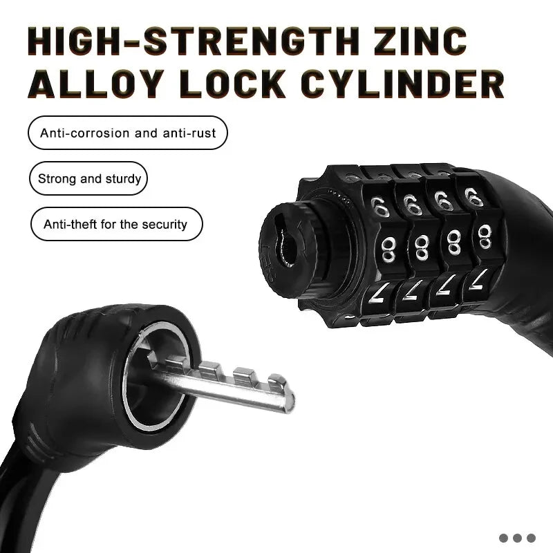 Portable 4-Digit Combination Bike Lock – Secure Anti-Theft Cable for Mountain & Road Bikes