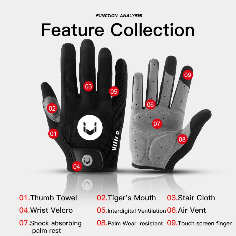 MTB Bike Sports Cycling Gloves Full Finger Men Women Running Fitness