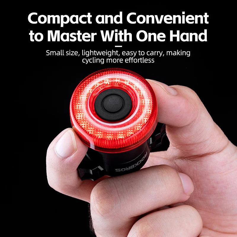 ROCKBROS Smart Bike Tail Light – USB Rechargeable IPX6 Waterproof Bicycle Rear Light