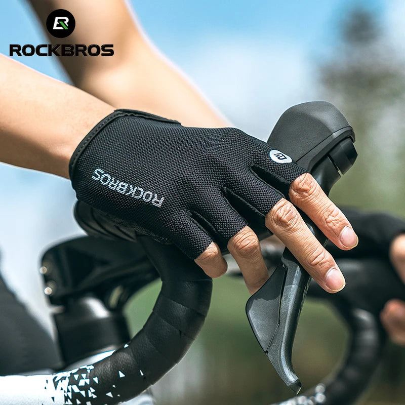 ROCKBROS Bike Gloves Half Finger Summer Breathable Anti-slip SBR Pad