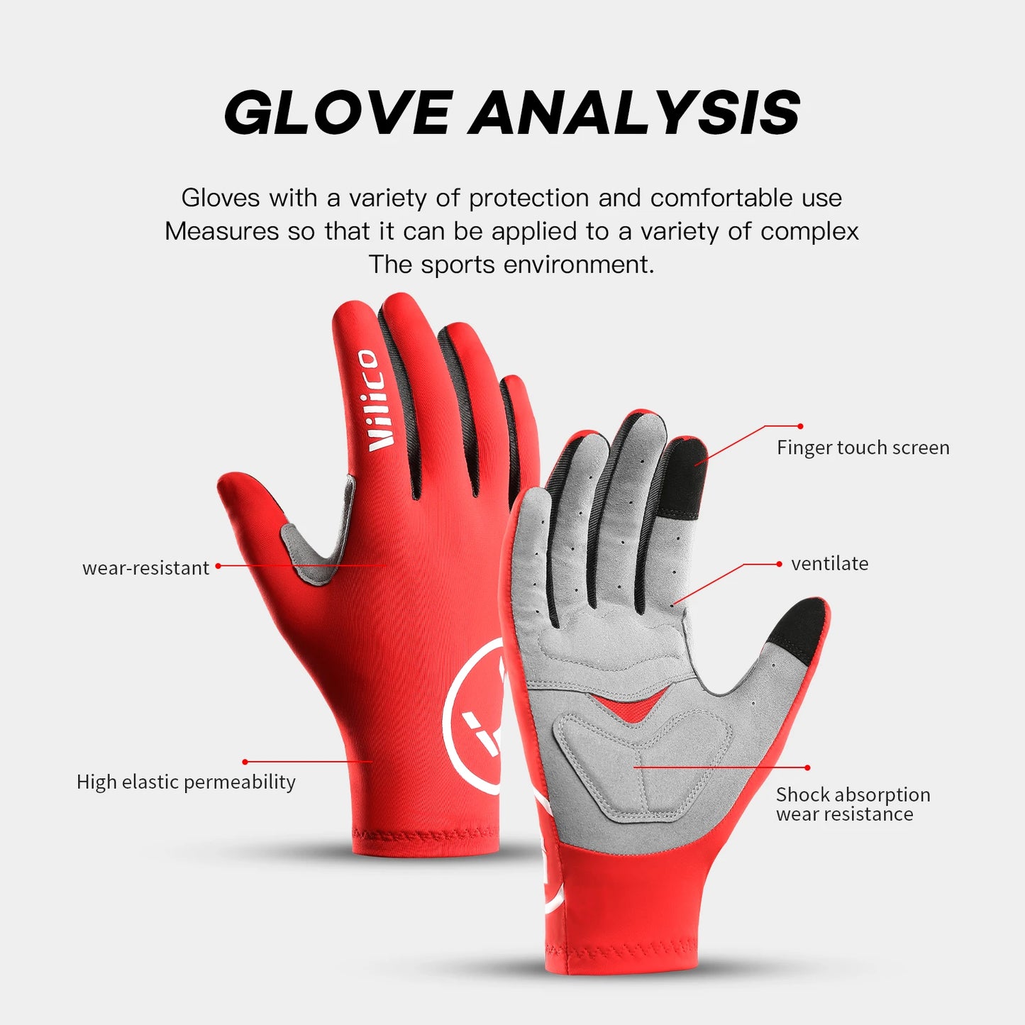 Touch Screen Long Full Fingers Half Fingers Gel Sports Cycling Gloves