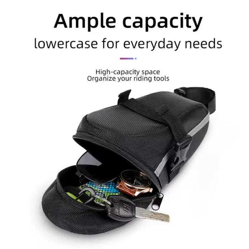 1Pc Bicycle Saddle Bag – Waterproof Mountain Bike Tail & Seat Cushion Storage Bag