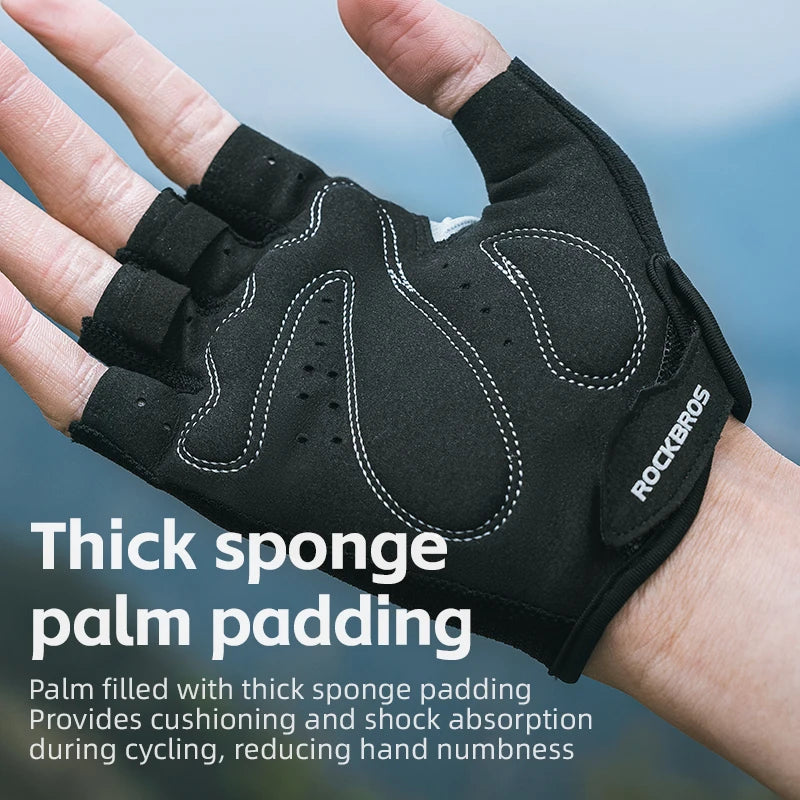 ROCKBROS Bike Gloves Half Finger Summer Breathable Anti-slip SBR Pad