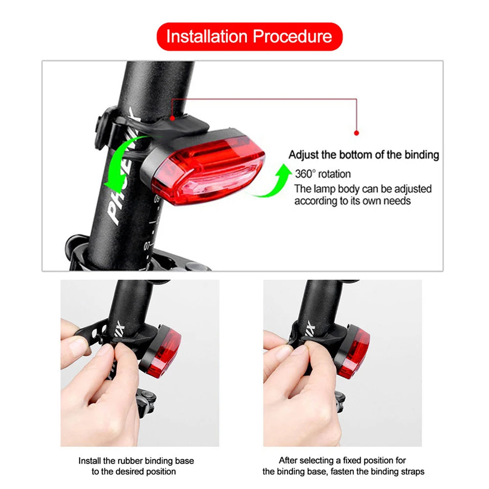 MTB & Road Bike Rear Light – USB Rechargeable LED Tail Light, Easy to Install