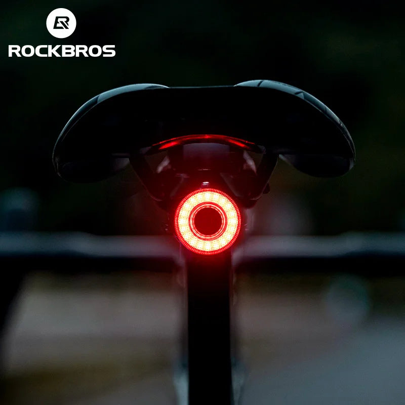 ROCKBROS Smart Bike Tail Light – USB Rechargeable IPX6 Waterproof Bicycle Rear Light