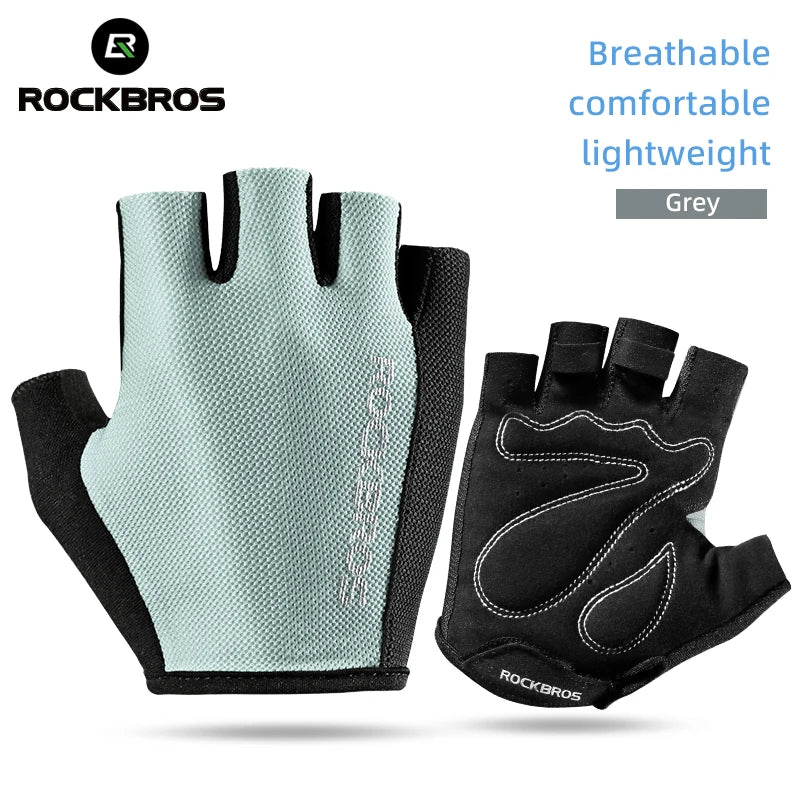 ROCKBROS Bike Gloves Half Finger Summer Breathable Anti-slip SBR Pad