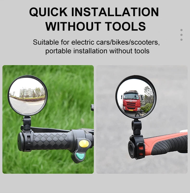 2PCS Universal Bicycle Rearview Mirrors – 360° Adjustable & Rotatable