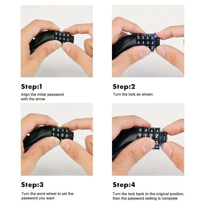 Portable 4-Digit Combination Bike Lock – Secure Anti-Theft Cable for Mountain & Road Bikes