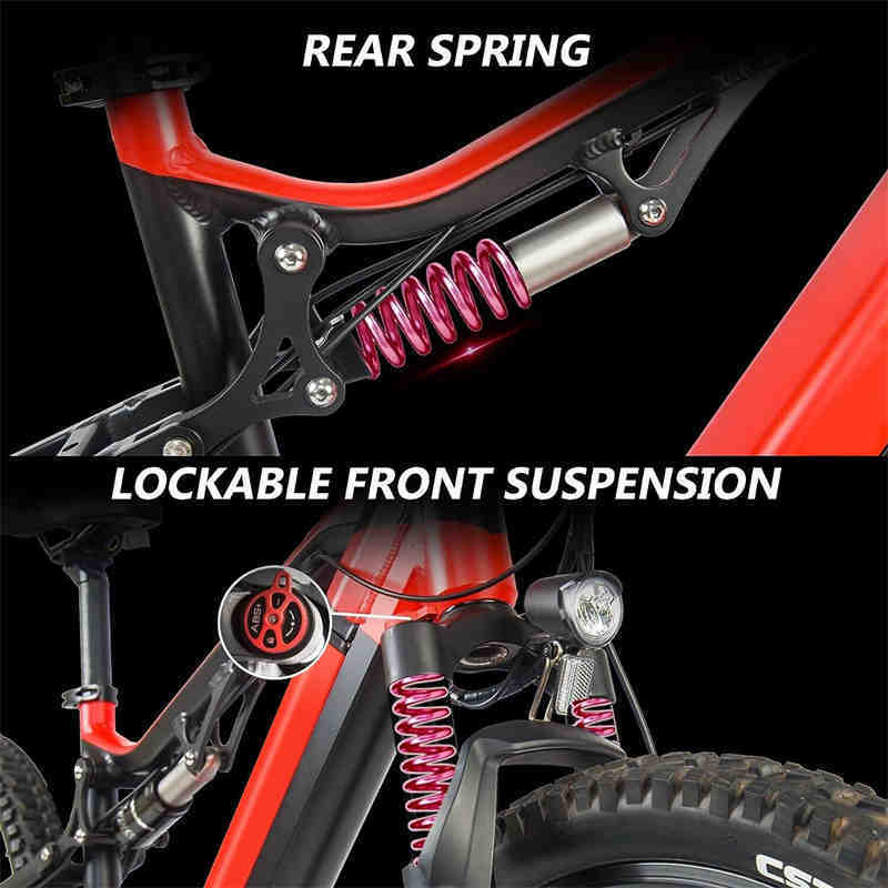 ⚡ Siroock™ Red 500W eMTB – 27.5" Electric Mountain Bike (48V, 7-Speed)