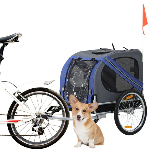 Pet Bicycle Trailer for Dogs & Cats – Blue/Grey