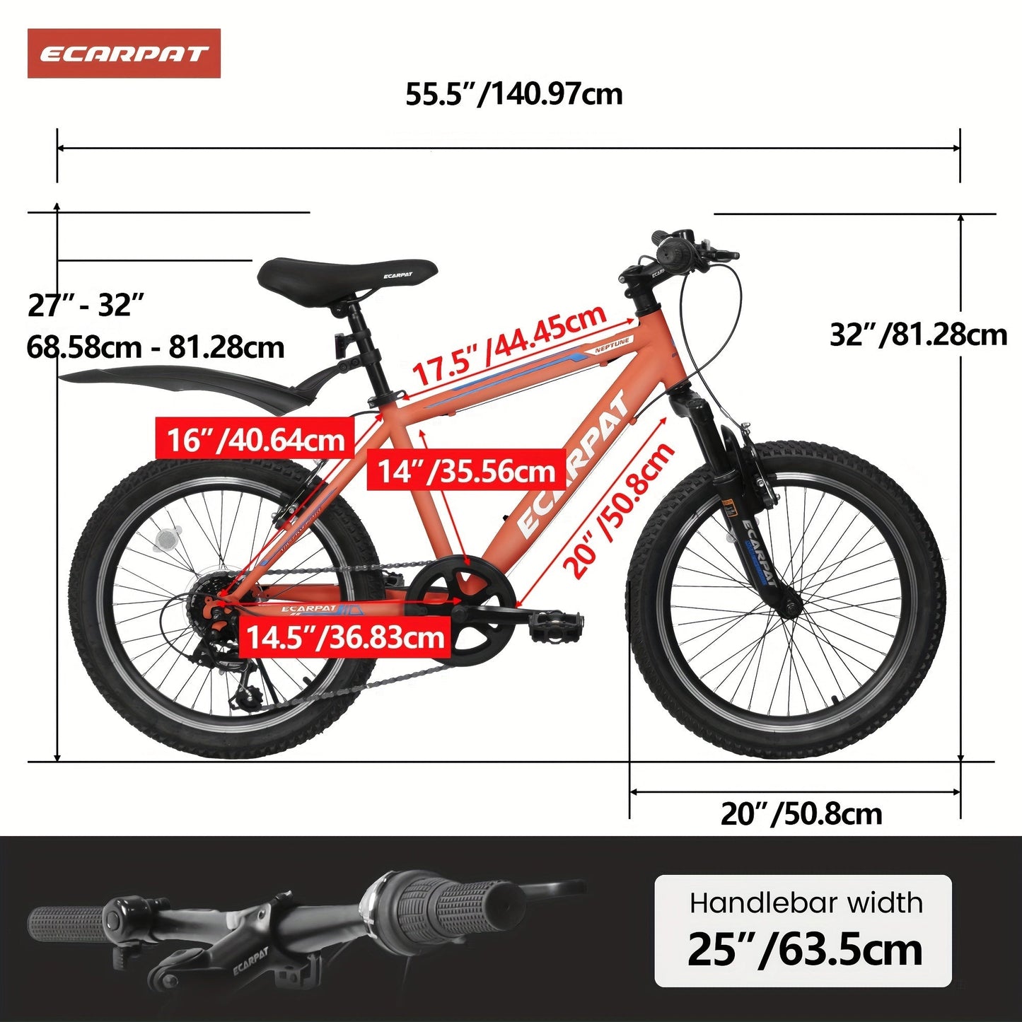 RideStart™ – 20" Kids Mountain Bike (7-Speed, Orange)