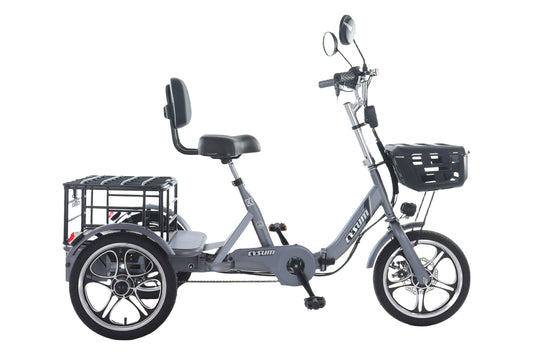 Foldable 48V 400W Cargo E-Trike – 16" Electric Tricycle for Elderly & Easy Mobility