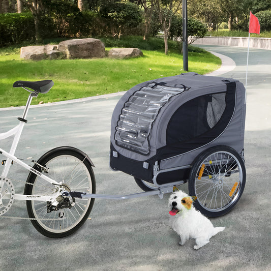 Foldable Pet Bike Trailer for Dogs & Cats – Gray