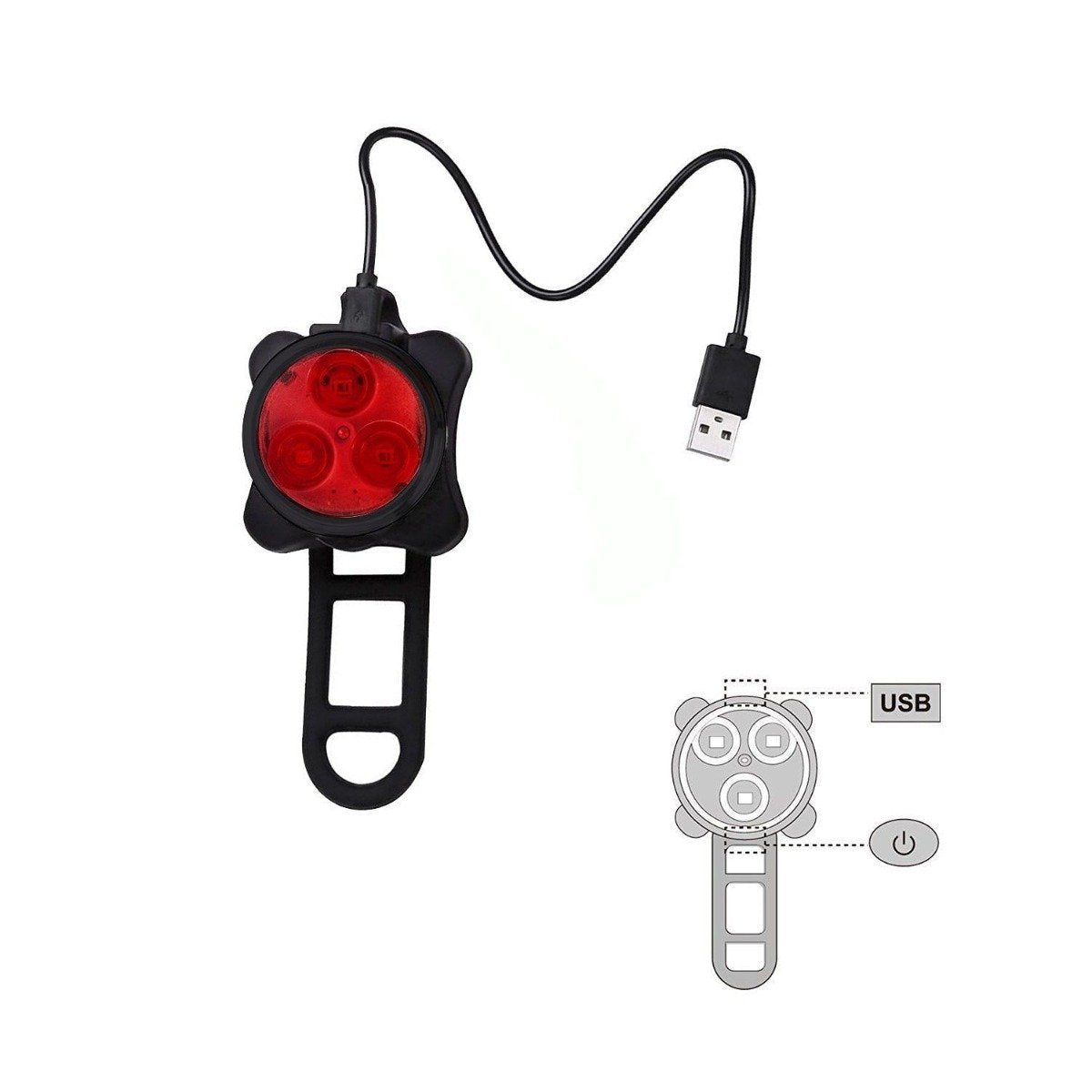 Waterproof Bicycle Bike Lights Front Rear Tail Light Lamp USB